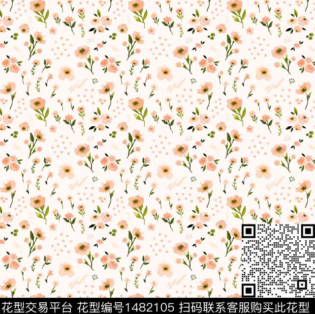 年轻女性小碎花水彩花卉数码印花华亿平台下载（图片编号: 1482105） - 瓦栏（Walan）