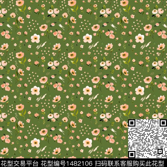 年轻女性小碎花水彩花卉数码印花华亿平台下载（图片编号: 1482106） - 瓦栏（Walan）