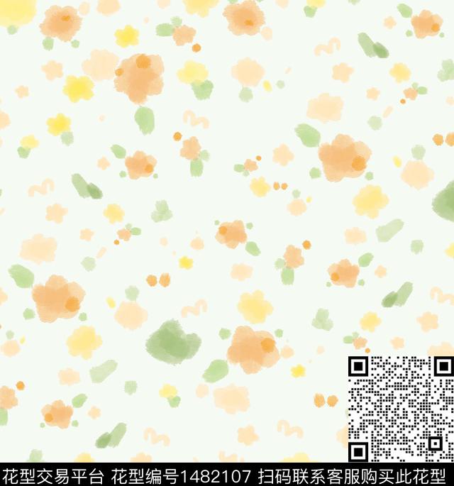 年轻女性小碎花水彩花卉数码印花华亿平台下载（图片编号: 1482107） - 瓦栏（Walan）