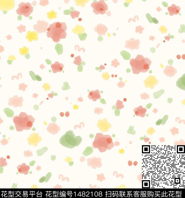 年轻女性小碎花水彩花卉数码印花华亿平台下载（图片编号: 1482108） - 瓦栏（Walan）