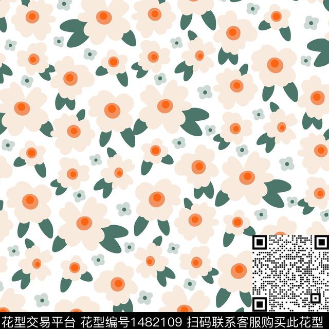 年轻女性小碎花水彩花卉数码印花华亿平台下载（图片编号: 1482109） - 瓦栏（Walan）