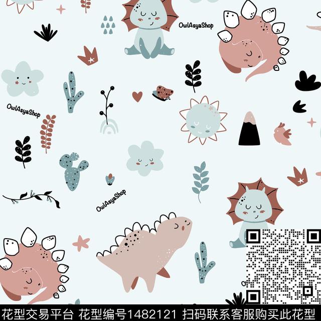 字母恐龙熊传统印花华亿平台下载（图片编号: 1482121） - 瓦栏（Walan）