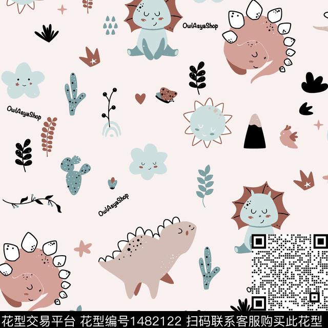 字母恐龙迷彩传统印花华亿平台下载（图片编号: 1482122） - 瓦栏（Walan）