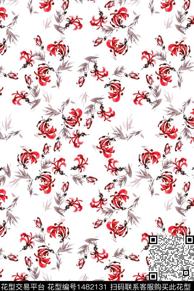 花卉大牌风小碎花数码印花华亿平台下载（图片编号: 1482131） - 瓦栏（Walan）