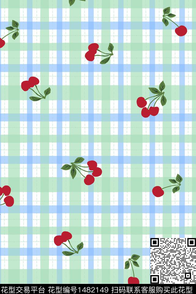 几何水果真丝数码印花华亿平台下载（图片编号: 1482149） - 瓦栏（Walan）