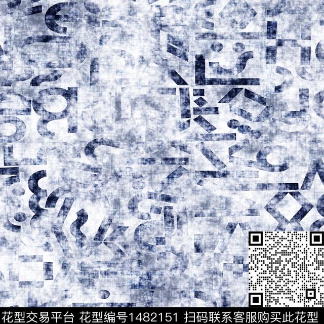 文字男装抽象数码印花华亿平台下载（图片编号: 1482151） - 瓦栏（Walan）