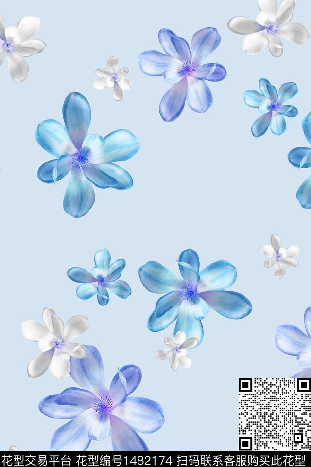 清爽底花卉花卉小清新数码印花华亿平台下载（图片编号: 1482174） - 瓦栏（Walan）