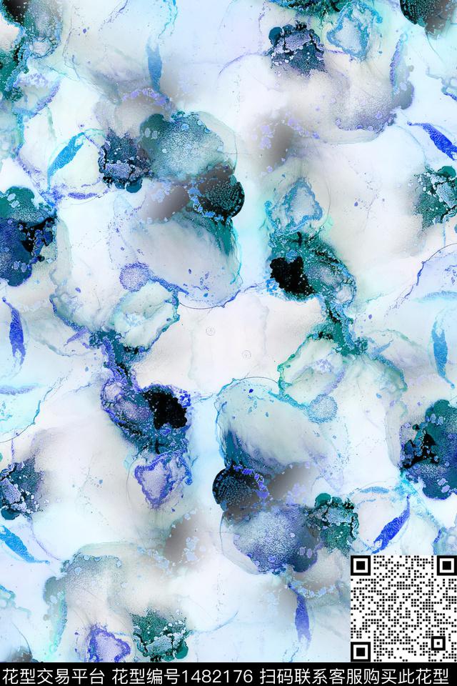 肌理抽象花卉大牌风数码印花华亿平台下载（图片编号: 1482176） - 瓦栏（Walan）