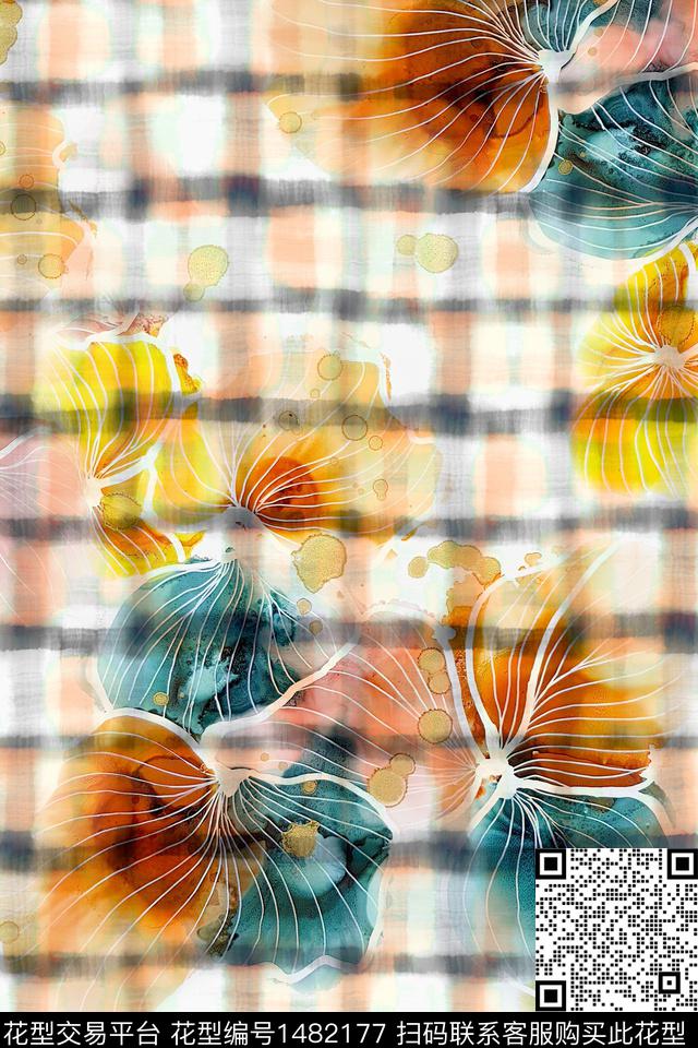 肌理几何格子数码印花华亿平台下载（图片编号: 1482177） - 瓦栏（Walan）