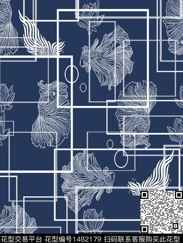 线条文艺科技数码印花华亿平台下载（图片编号: 1482179） - 瓦栏（Walan）