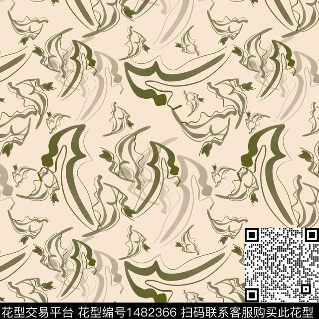 大牌风抽象手绘数码印花华亿平台下载（图片编号: 1482366） - 瓦栏（Walan）