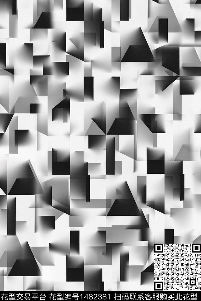 几何男装抽象数码印花华亿平台下载（图片编号: 1482381） - 瓦栏（Walan）