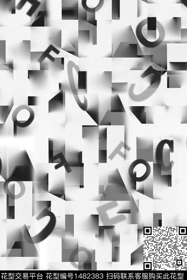 几何文字男装数码印花华亿平台下载（图片编号: 1482383） - 瓦栏（Walan）