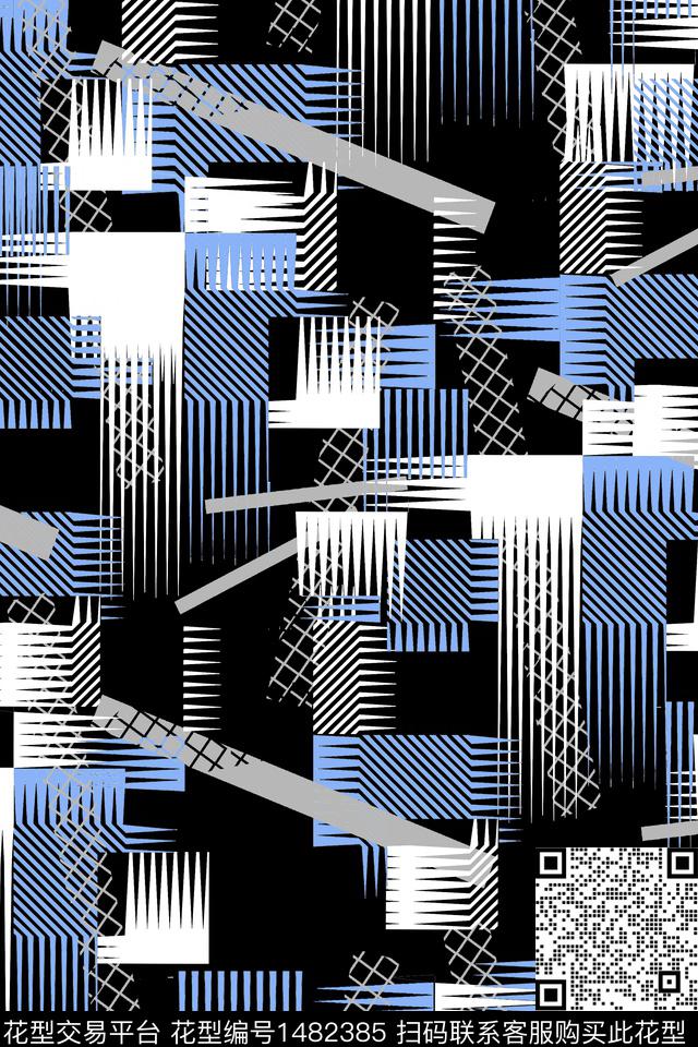 几何男装抽象数码印花华亿平台下载（图片编号: 1482385） - 瓦栏（Walan）