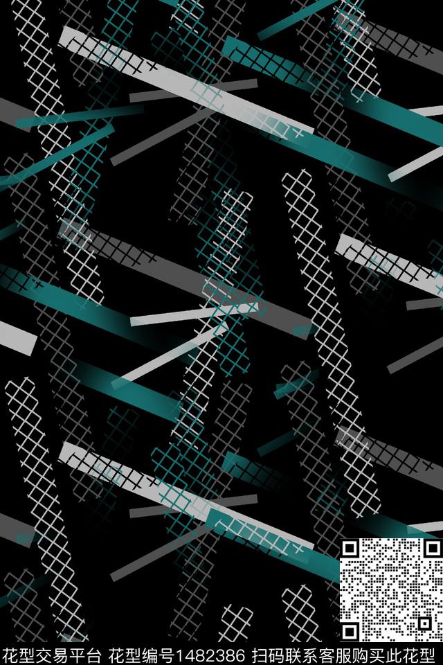 几何男装抽象数码印花华亿平台下载（图片编号: 1482386） - 瓦栏（Walan）