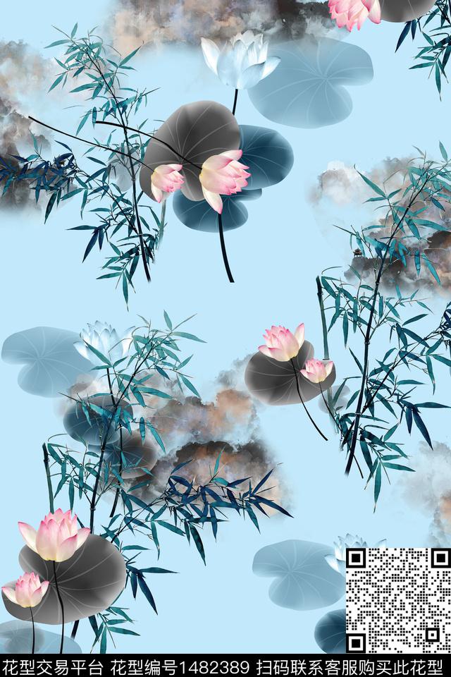 花卉中国风牡丹数码印花华亿平台下载（图片编号: 1482389） - 瓦栏（Walan）