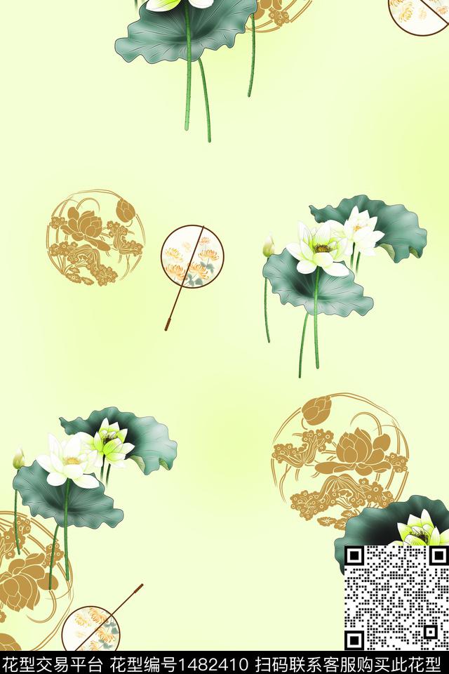 花卉中国风牡丹数码印花华亿平台下载（图片编号: 1482410） - 瓦栏（Walan）