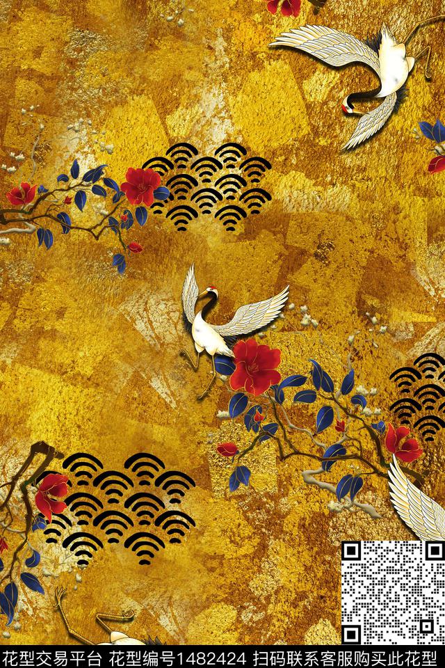 花卉中国风牡丹数码印花华亿平台下载（图片编号: 1482424） - 瓦栏（Walan）