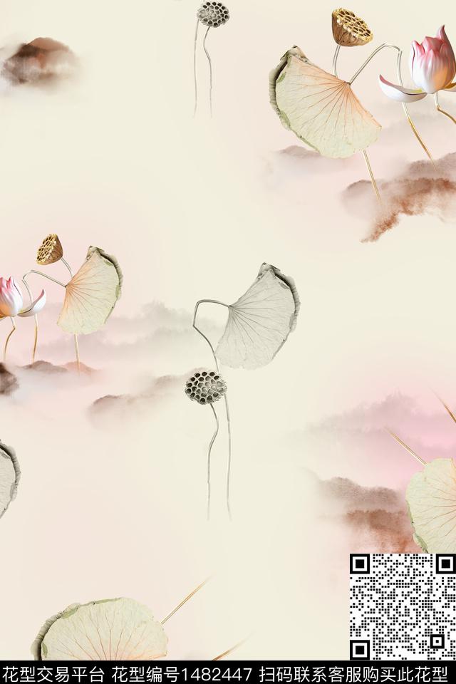 花卉中国风牡丹数码印花华亿平台下载（图片编号: 1482447） - 瓦栏（Walan）