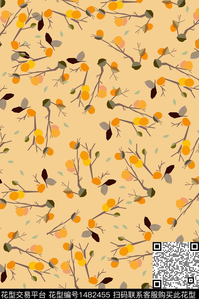 绿植树叶花卉大牌风数码印花华亿平台下载（图片编号: 1482455） - 瓦栏（Walan）
