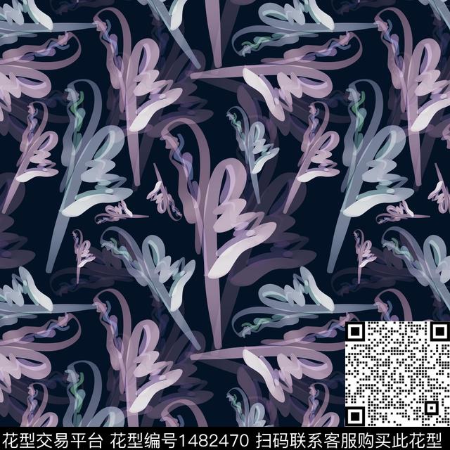 抽象花卉大牌风小碎花数码印花华亿平台下载（图片编号: 1482470） - 瓦栏（Walan）