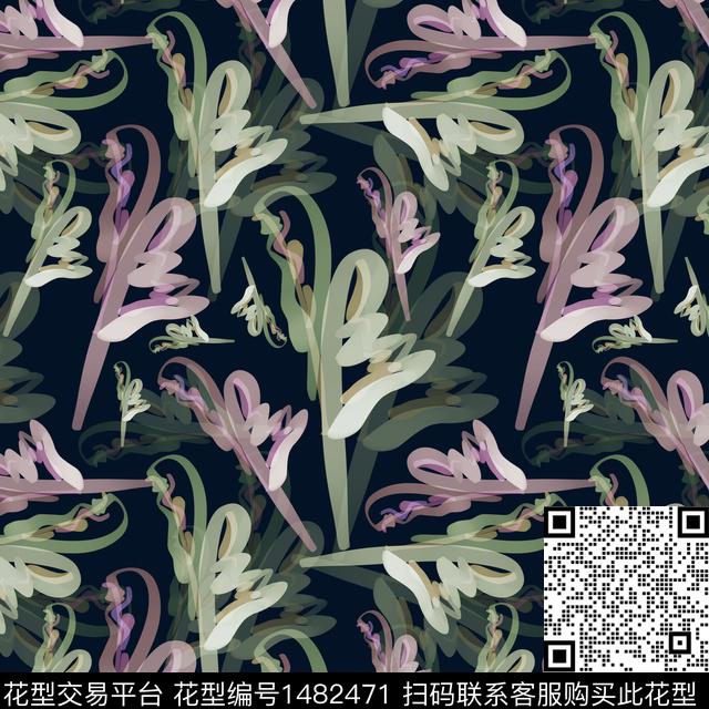 抽象花卉大牌风小碎花数码印花华亿平台下载（图片编号: 1482471） - 瓦栏（Walan）