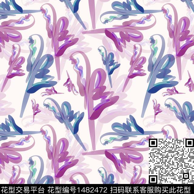 抽象花卉大牌风小碎花数码印花华亿平台下载（图片编号: 1482472） - 瓦栏（Walan）