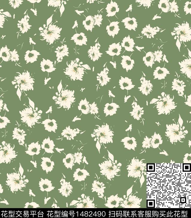 彩底花卉年轻女性小碎花数码印花华亿平台下载（图片编号: 1482490） - 瓦栏（Walan）