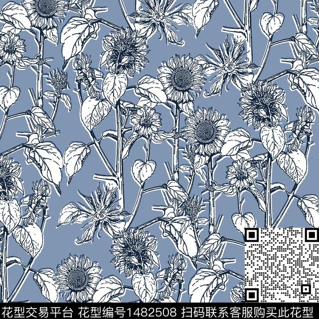 彩底花卉年轻女性小碎花数码印花华亿平台下载（图片编号: 1482508） - 瓦栏（Walan）