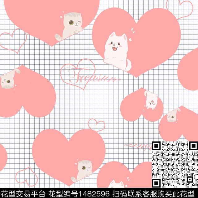 爱心字母格子数码印花华亿平台下载（图片编号: 1482596） - 瓦栏（Walan）