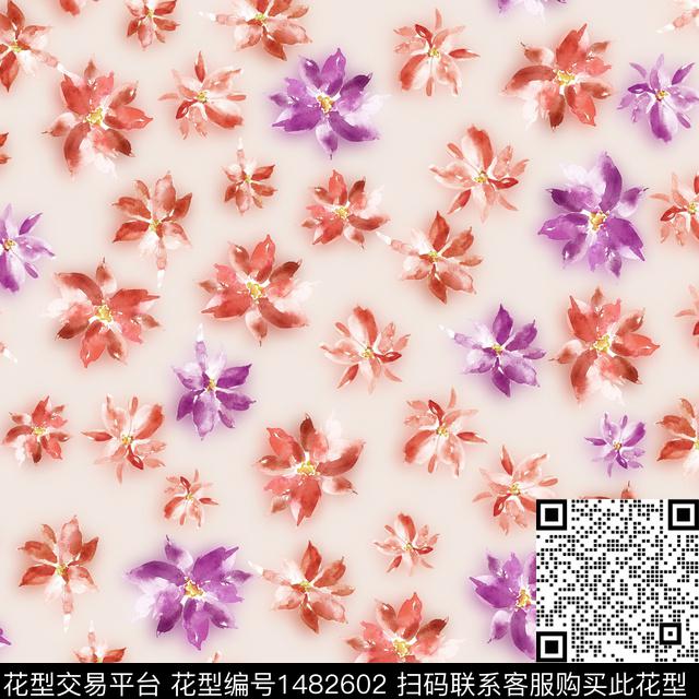 花卉满版散花小碎花数码印花华亿平台下载（图片编号: 1482602） - 瓦栏（Walan）