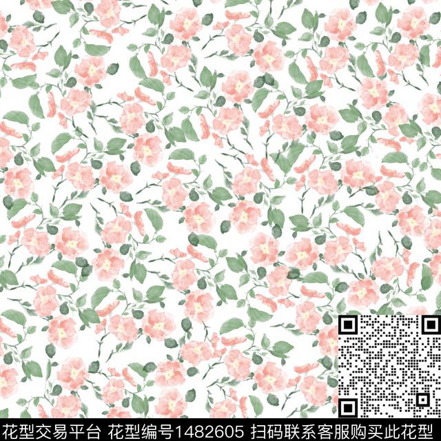 花卉满版散花小碎花数码印花华亿平台下载（图片编号: 1482605） - 瓦栏（Walan）