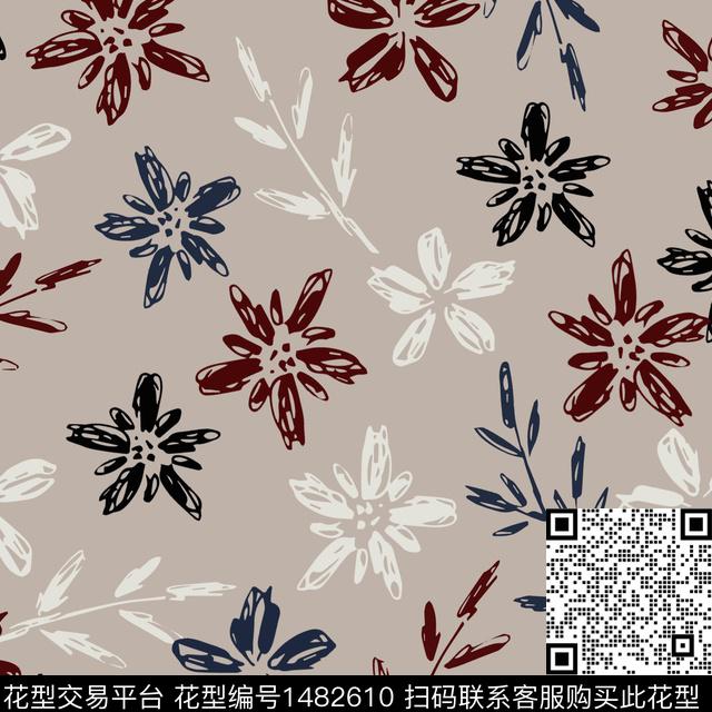 花卉满版散花小碎花数码印花华亿平台下载（图片编号: 1482610） - 瓦栏（Walan）