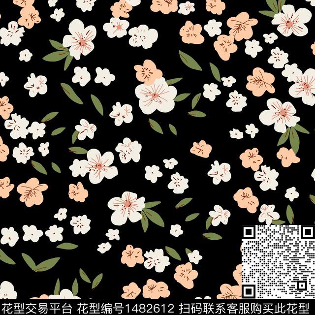 花卉满版散花小碎花数码印花华亿平台下载（图片编号: 1482612） - 瓦栏（Walan）