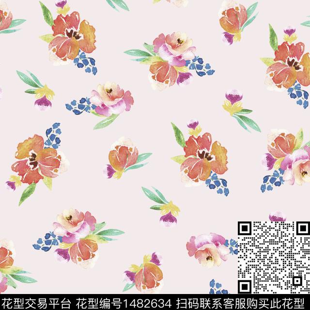 花卉满版散花小碎花数码印花华亿平台下载（图片编号: 1482634） - 瓦栏（Walan）