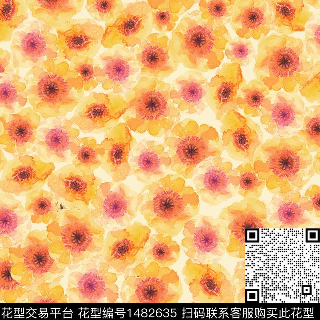 花卉满版散花小碎花数码印花华亿平台下载（图片编号: 1482635） - 瓦栏（Walan）