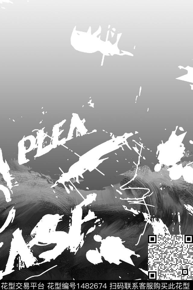 字母定位花男装数码印花华亿平台下载（图片编号: 1482674） - 瓦栏（Walan）