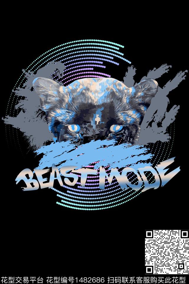 动物头字母定位花数码印花华亿平台下载（图片编号: 1482686） - 瓦栏（Walan）