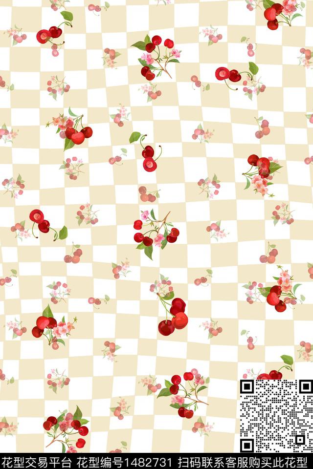 绿植树叶水彩格子数码印花华亿平台下载（图片编号: 1482731） - 瓦栏（Walan）