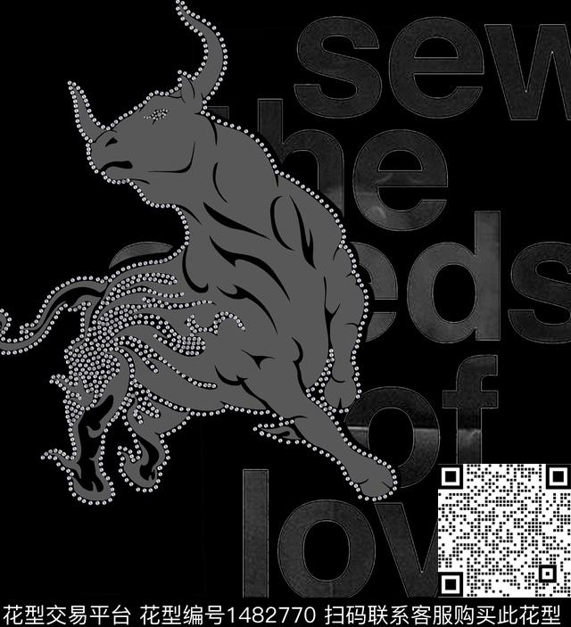 字母定位花时尚数码印花华亿平台下载（图片编号: 1482770） - 瓦栏（Walan）