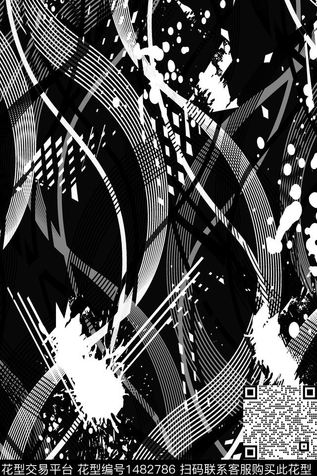 几何男装大牌风数码印花华亿平台下载（图片编号: 1482786） - 瓦栏（Walan）