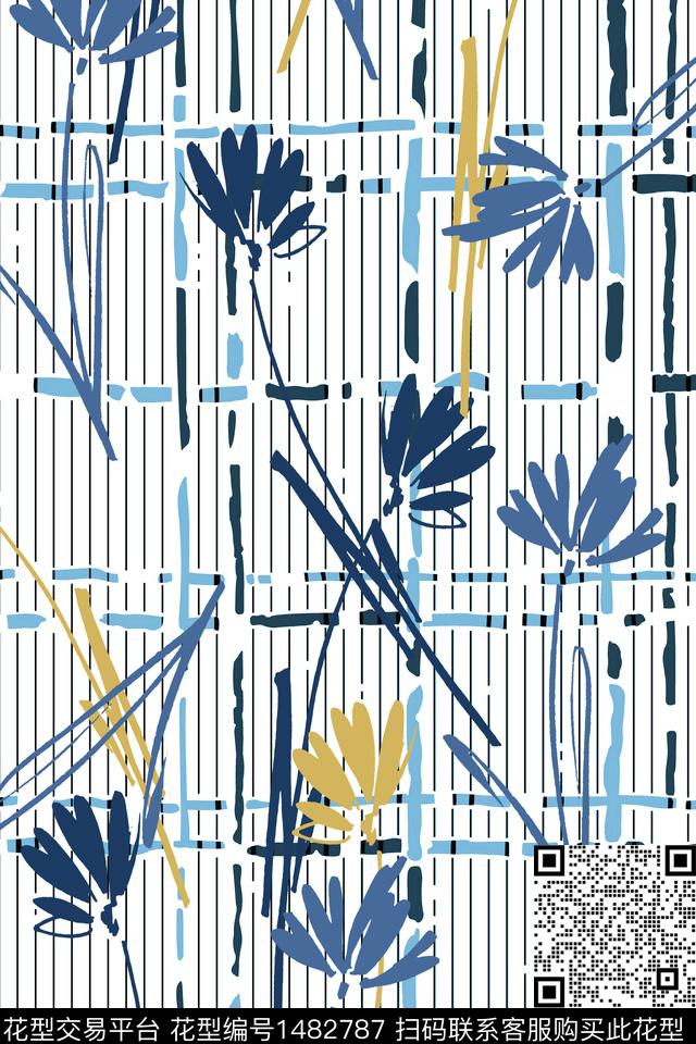 几何男装绿植树叶数码印花华亿平台下载（图片编号: 1482787） - 瓦栏（Walan）