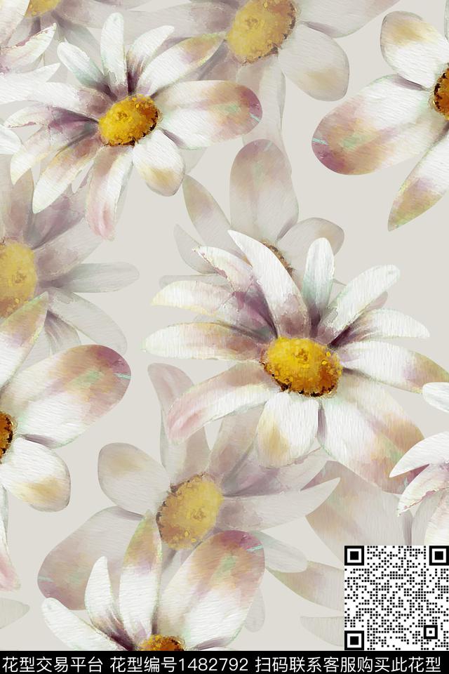 花卉大牌风小清新数码印花华亿平台下载（图片编号: 1482792） - 瓦栏（Walan）