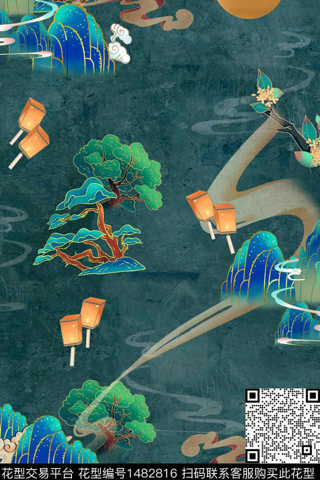 民族风花卉香云纱数码印花华亿平台下载（图片编号: 1482816） - 瓦栏（Walan）