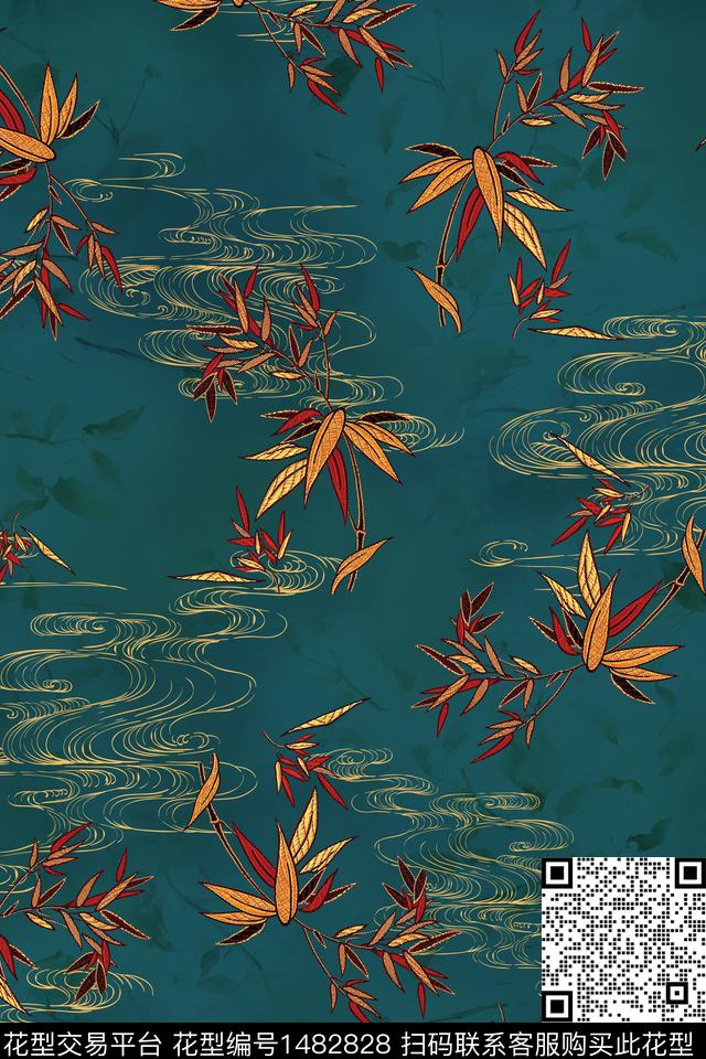 花卉香云纱中国风数码印花华亿平台下载（图片编号: 1482828） - 瓦栏（Walan）