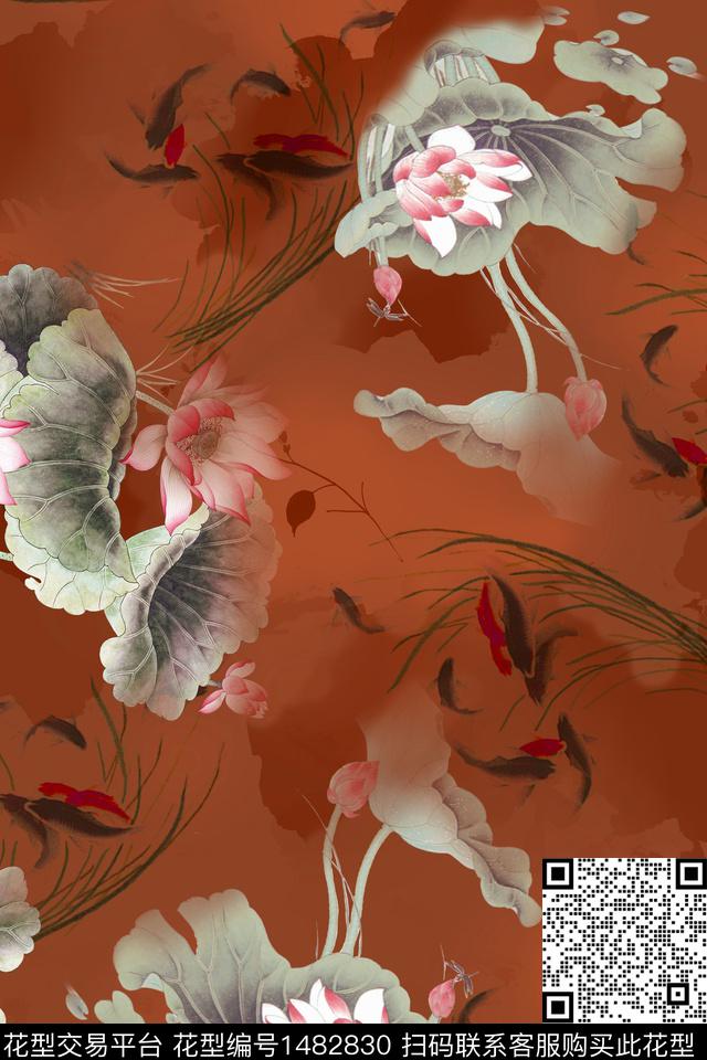 花卉真丝中老年数码印花华亿平台下载（图片编号: 1482830） - 瓦栏（Walan）