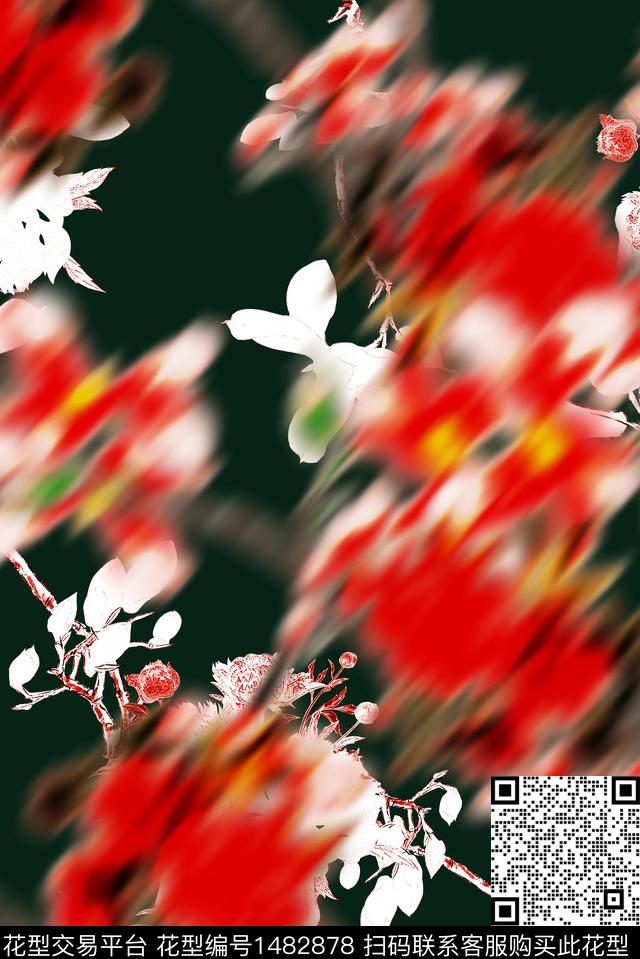 香云纱复古民族风中国旗袍印花数码印花华亿平台下载（图片编号: 1482878） - 瓦栏（Walan）