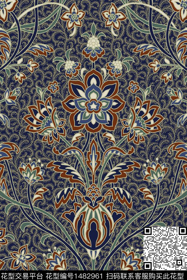 民族风传统华亿平台定位花传统印花华亿平台下载（图片编号: 1482961） - 瓦栏（Walan）