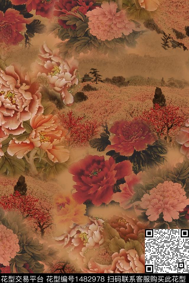 女装花卉香云纱数码印花华亿平台下载（图片编号: 1482978） - 瓦栏（Walan）