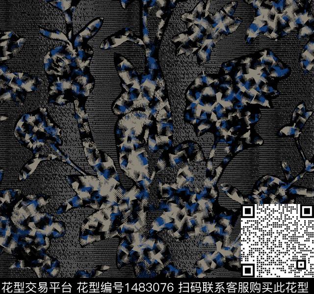 花卉抽象花卉肌理传统印花华亿平台下载（图片编号: 1483076） - 瓦栏（Walan）